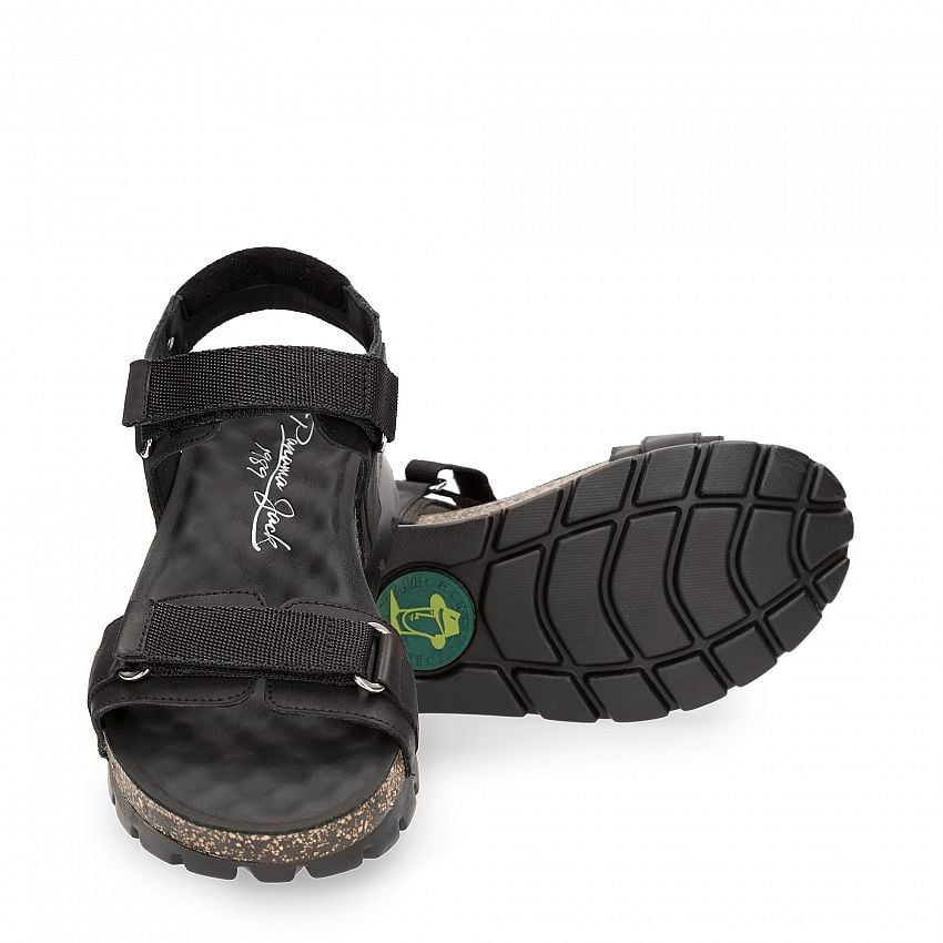 Sun Black Napa Grass, Flat woman's sandals with Velcro Closure.