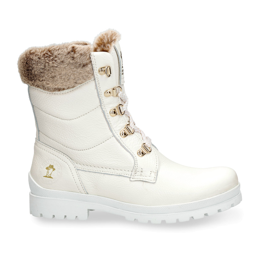 Tuscani White Napa, Leather boots with warm lining