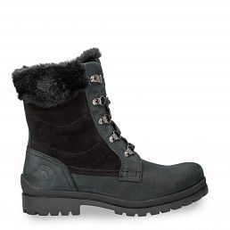 Tuscani Black Nobuck, Leather boots with warm lining