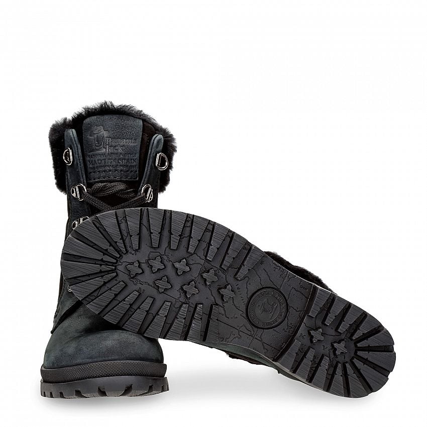 Tuscani Black Nobuck, Flat women's Boot  WATERPROOF Black Nobuck Leather.