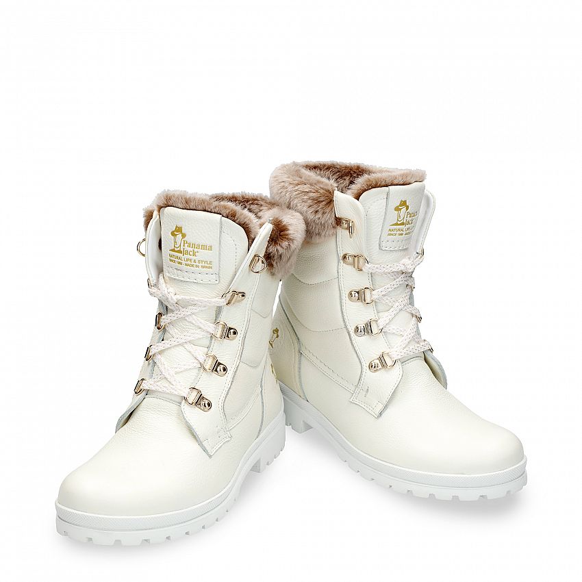 Tuscani Gtx White Napa, Flat women's Boot  WATERPROOF White Napa Leather.