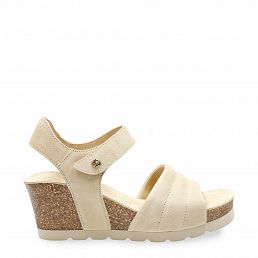 Valley Beige Velour, Sandals with leather lining