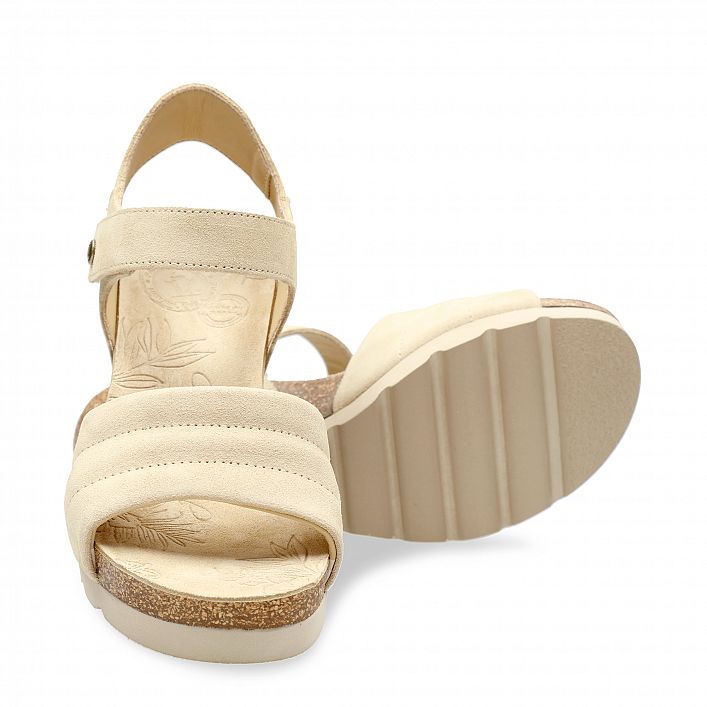 Valley Beige Velour, Wedge sandals Made in Spain