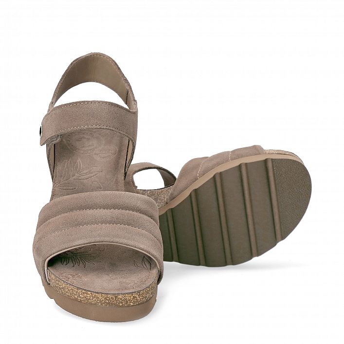 Valley Stone Velour, Wedge sandals  Suede in pebble-grey.