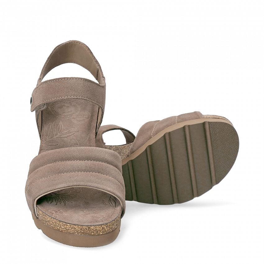 Valley Stone Velour, Wedge sandals  Suede in pebble-grey.