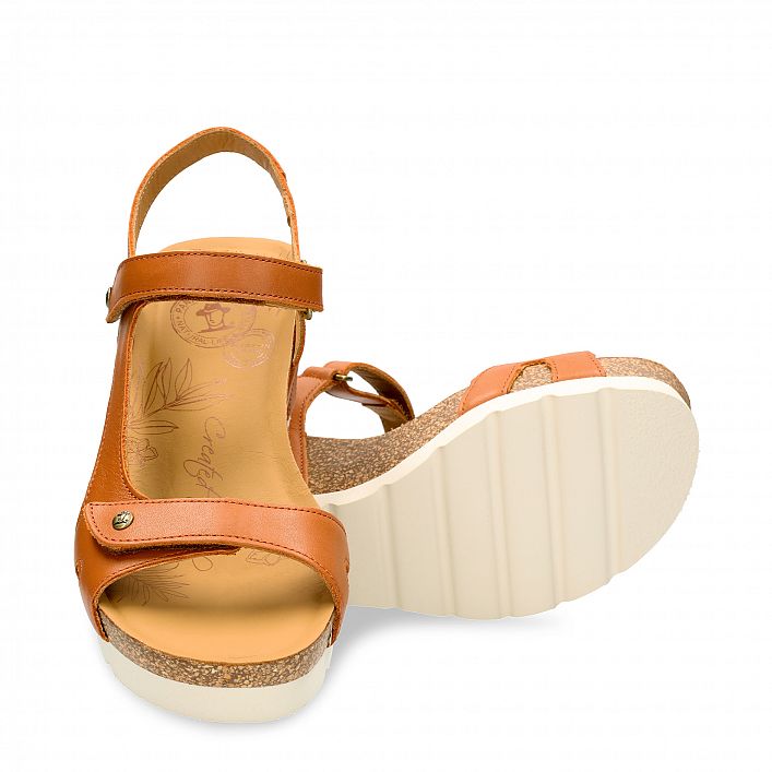 Varel Cuero Napa, Wedge sandals  Tan Napa Leather.