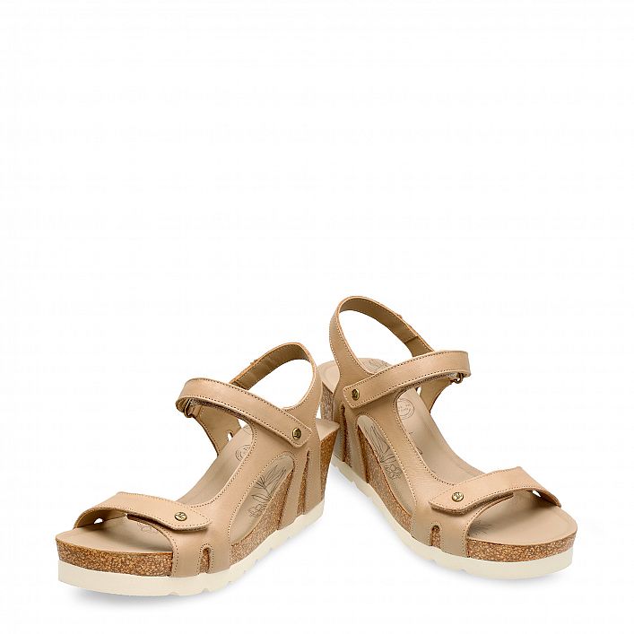 Varel Taupe Napa, Wedge sandals Made in Spain