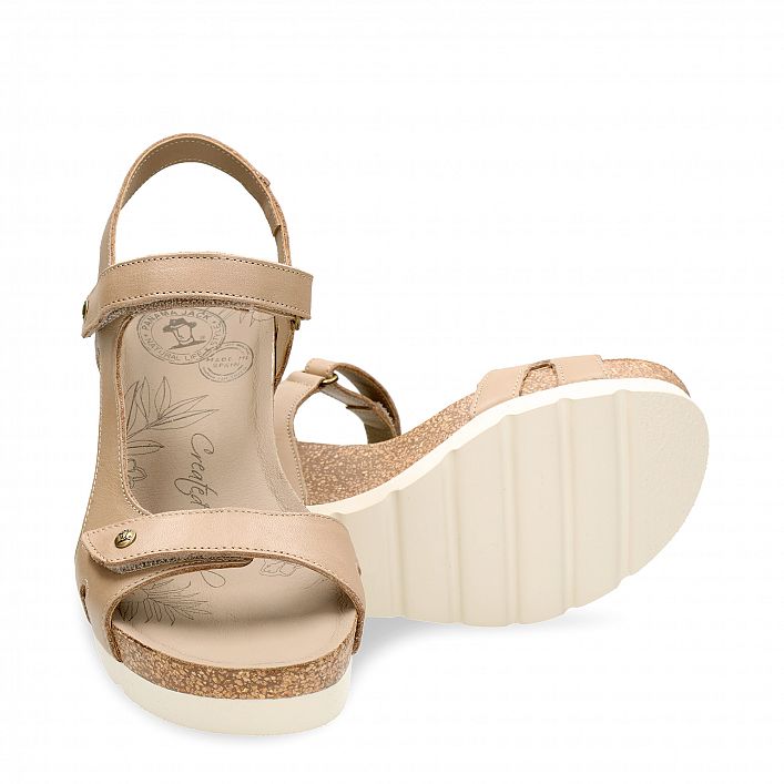 Varel Taupe Napa, Keilsandalette  Napaleder Taupe