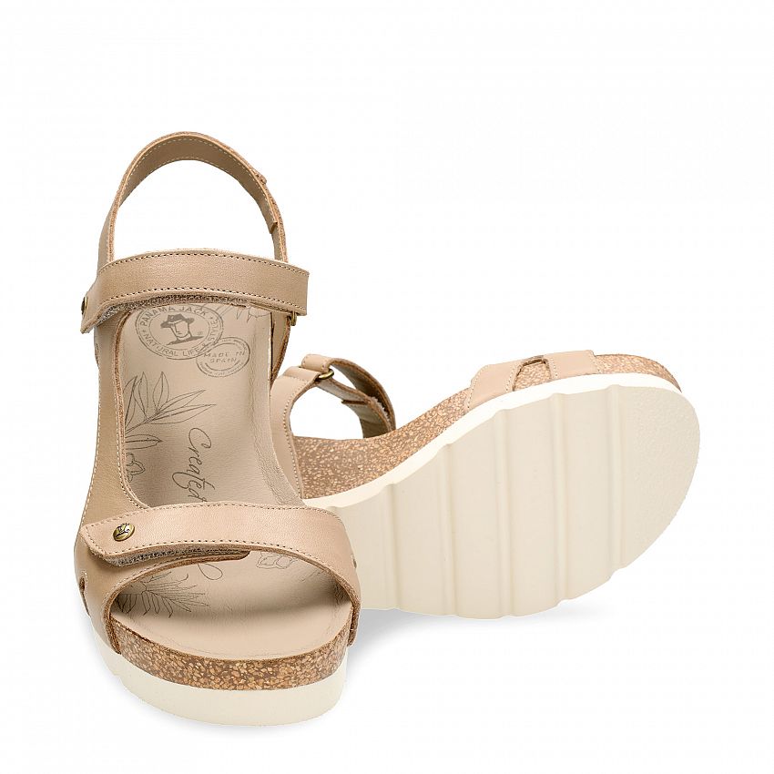 Varel Taupe Napa, Wedge sandals  Taupe nappa leather.