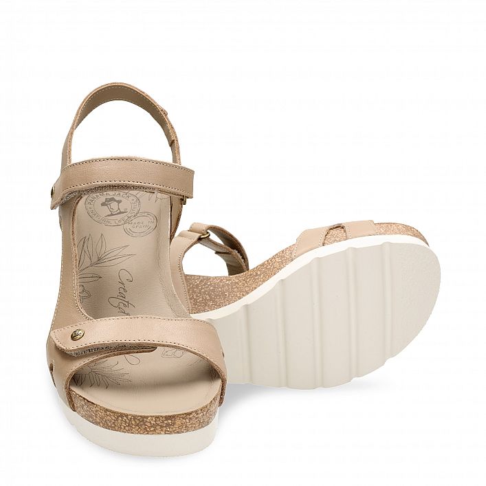 Varel Taupe Napa, Wedge sandals  Taupe nappa leather.
