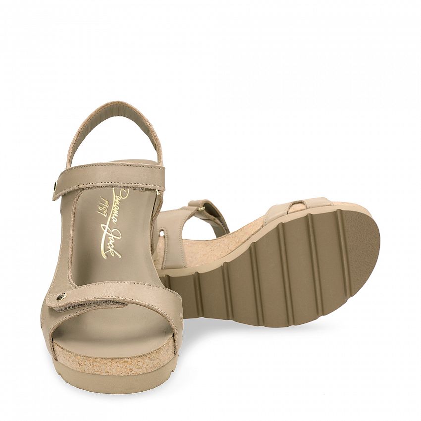 Varel Colors Taupe Napa, Wedge sandals  Taupe nappa leather.