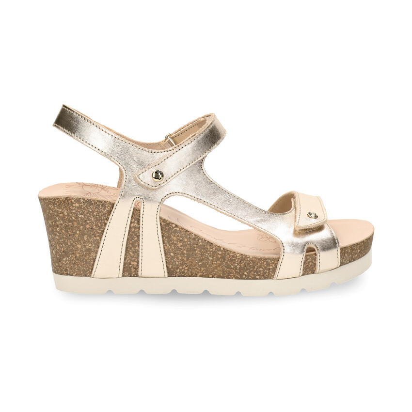 Varel Shine Gold Napa, Sandals with leather lining