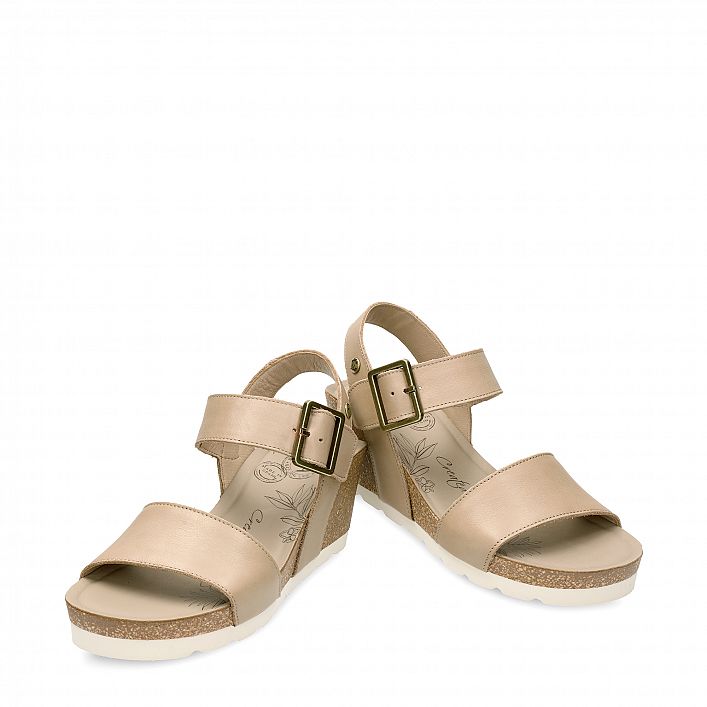 Vega Taupe Napa, Wedge sandals Made in Spain