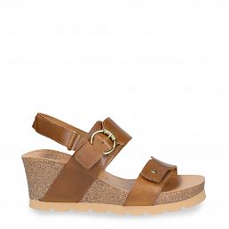 Velvet Camel Pull-Up, Woman sandals in leahter with leather lining