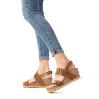 Velvet Camel Pull-Up, Woman sandals in leahter with leather lining
