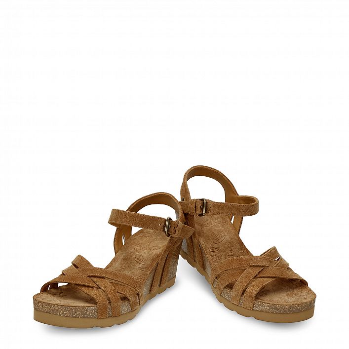 Vera Cuero Velour, Flat woman's sandals Made in Spain
