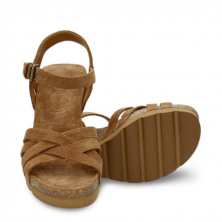 Vera Cuero Velour, Flat woman's sandals  Natural suede.