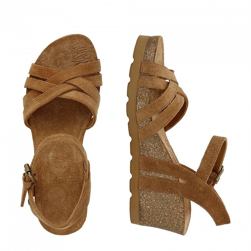 Vera Cuero Velour, Flat woman's sandals with Leather lining.