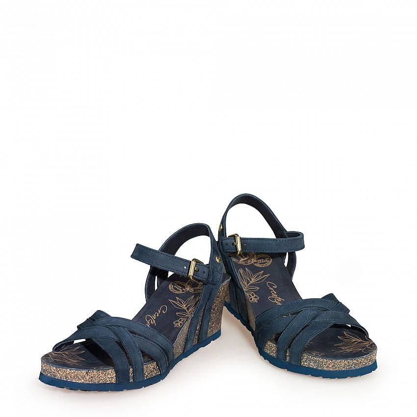 Vera Basics Navy blue Nobuck, Wedge sandals