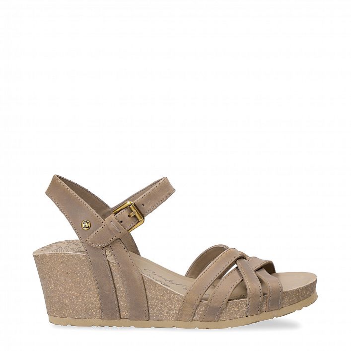 Vera Basics Taupe Napa Grass, Woman sandals in leather with leather lining