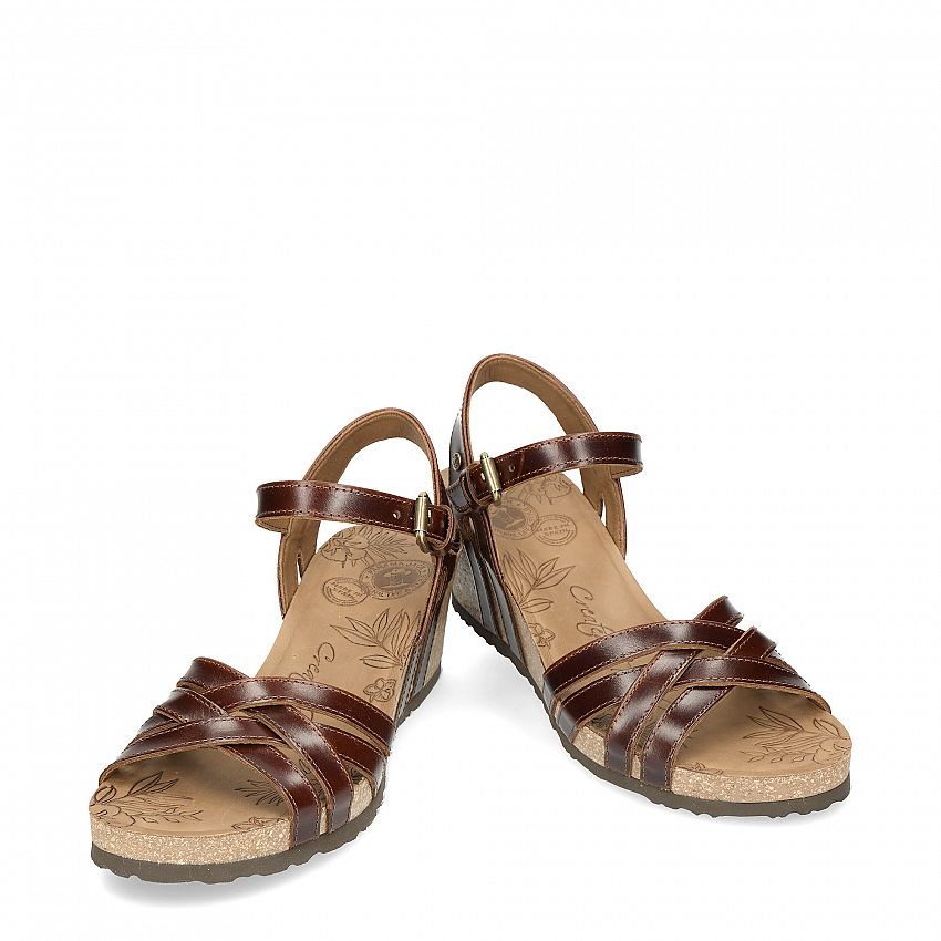 Vera Clay Cuero Pull-Up, Wedge sandals  Leather Pull-Up.