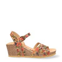 Vera Cork Red Tejido, Sandals in natural cork with leather lining
