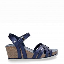 Vera Shine Navy blue Napa, Navy Sandals with a leather lining