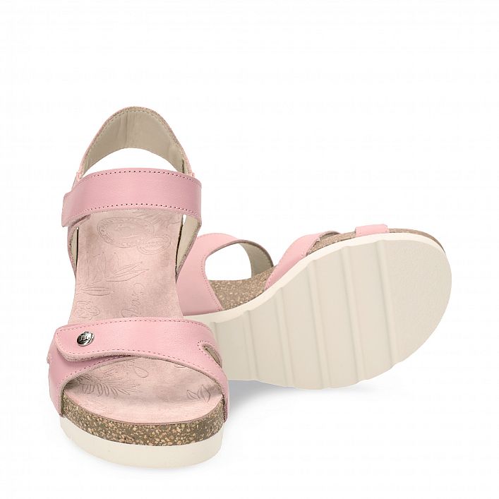 Vila Pink Napa, Wedge sandals  Pink nappa leather.