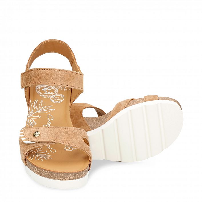 Vila Taupe Velour, Wedge sandals  Taupe suede.