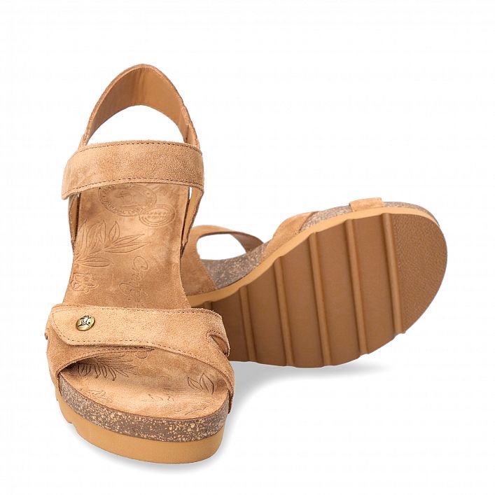 Vila Cuero Velour, Wedge sandals  Natural suede.