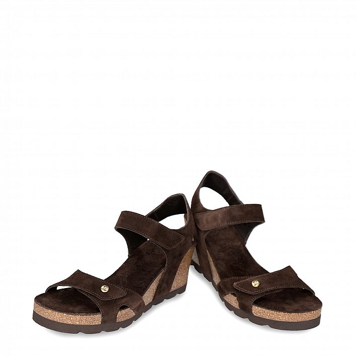 Vila Brown Velour, Wedge sandals Made in Spain
