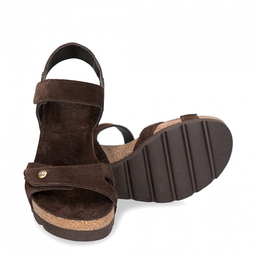 Vila Brown Velour, Wedge sandals  