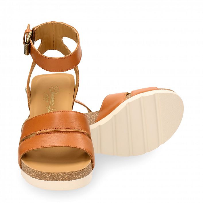 Vosanova Cuero Napa, Wedge sandals  Tan Napa Leather.